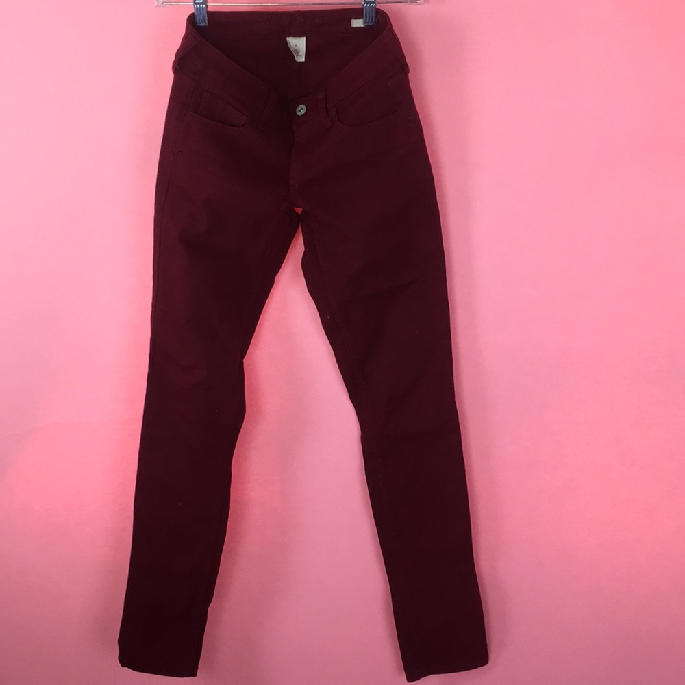 Maroon butt lifting jeans